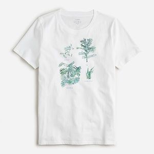 NWT J. Crew Broken-in Jersey Plants 100% Cotton T-shirt, size Small Item BL827